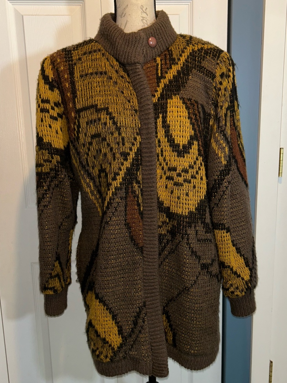 Vintage 80s Woven Zip Shacket Sweater Jacket Sz Large by G-4000